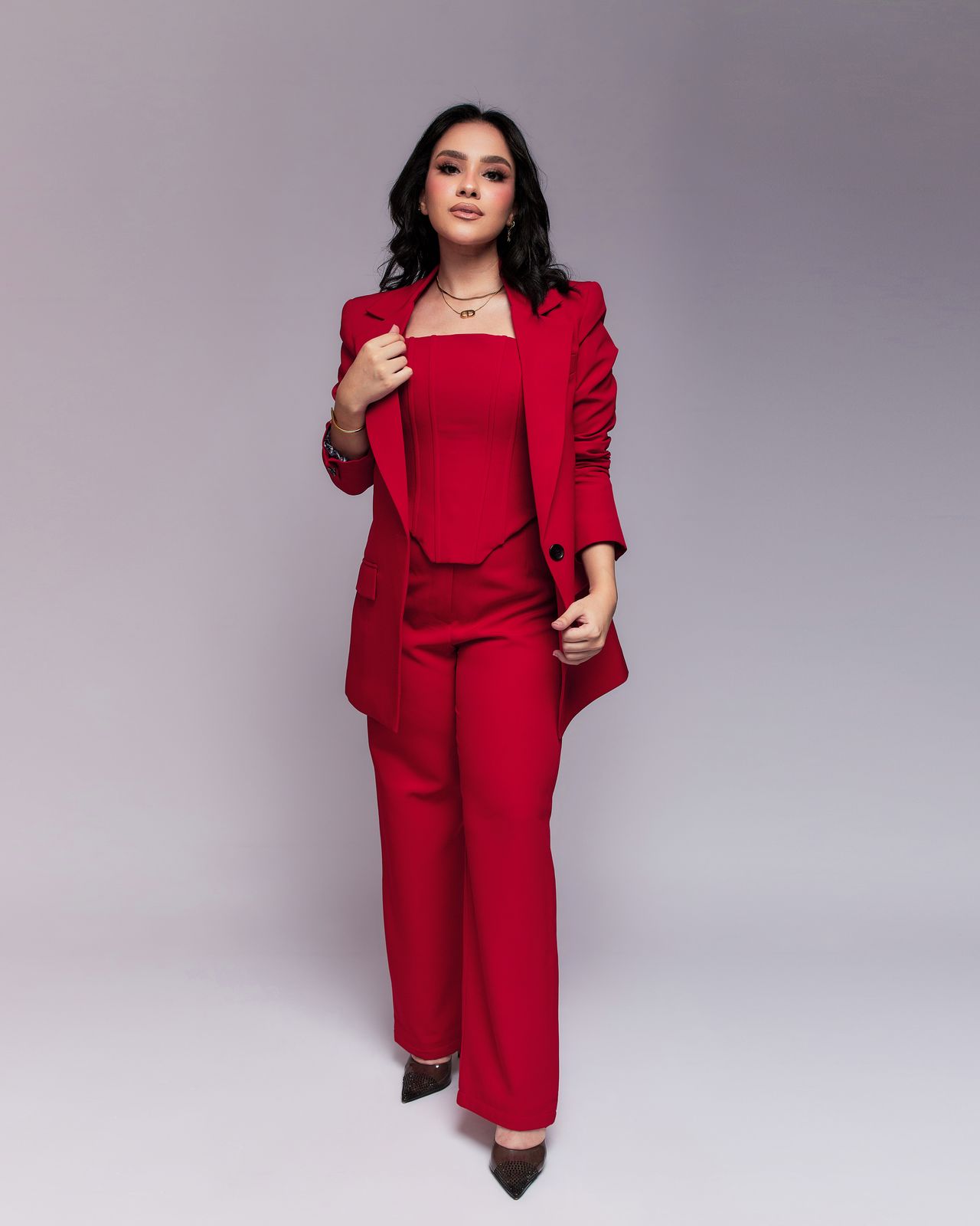 red plain suit